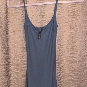 Skims Blue Ribbed Tank Dress the long slip dress